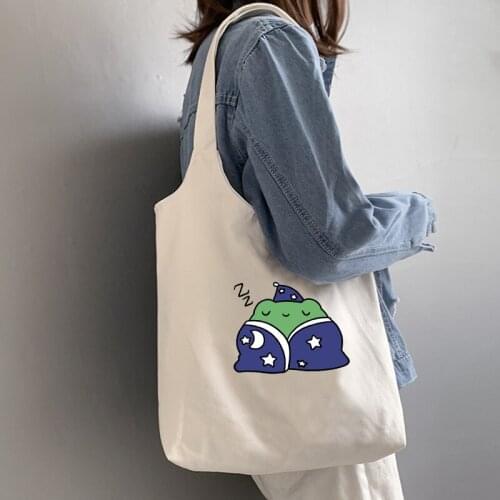 Womens Canvas Shoulder Bags Animal Funny Student Girls Beige Cloth Handbags Large Capacity Ladies Reusable Shopping Tote Bag