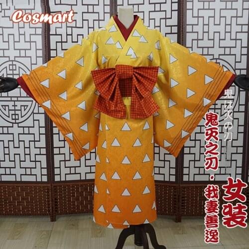 Anime Demon Slayer Kimetsu no Yaiba Agatsuma Zenitsu Flower Street Kimono Uniform Cosplay Costume Halloween Suit For Men Outfit