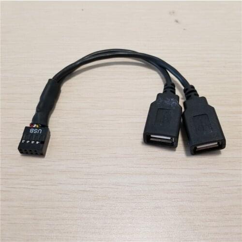 Computer Motherboard USB 2.0 9Pin Female to Dual A Female Splitter Data SHORT Cable 24AWG
