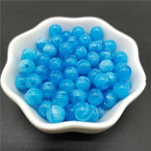6 8 10 mm Sky Blue Imitation Natural Stone Round Acrylic Beads Clouds Effect Beads For Jewelry Makeing Bracelet necklace DIY