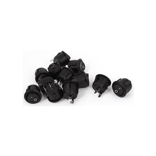 12 Pcs KCD-107 SPST ON-OFF Round Boat Rocker Switch Black AC 125V/10A 250V/6A