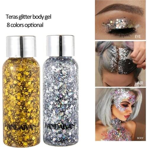 Laser sequins face and body dress up glitter gel cream colorful polarized sequins body glitter powder