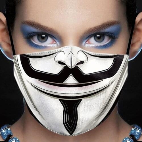 Hot Funny Skull Clown Mouth Cosplay Women Men Adult Masks Face Protection Dustproof Cycling Spot Breathable Halloween Adult Mask