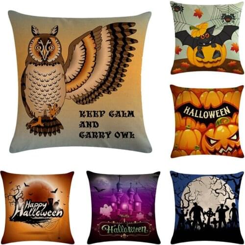 Bat Pumpkin Linen Pillow Case Halloween Cushion Cover Skull Decorative Throw Pillow Covers Sofa Home Decor almofadas