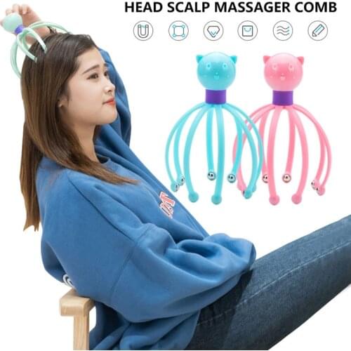 Head Scalp Massager Comb Neck Massage Roller Octopus Claws Magnetic Ball Relax SPA Hair Care for Hair Growth Stress Relief Rest
