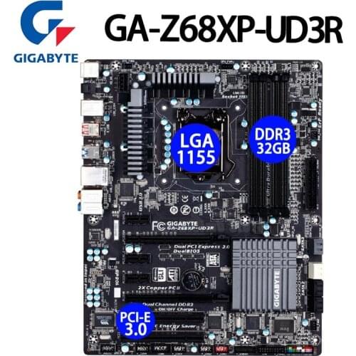 LGA 1155 Gigabyte GA-Z68XP-UD3R Motherboard DDR3 i7 i5 i3 HDMI 32GB Desktop Intel Z68 Placa-Mãe 1155 Overlocking ATX Used