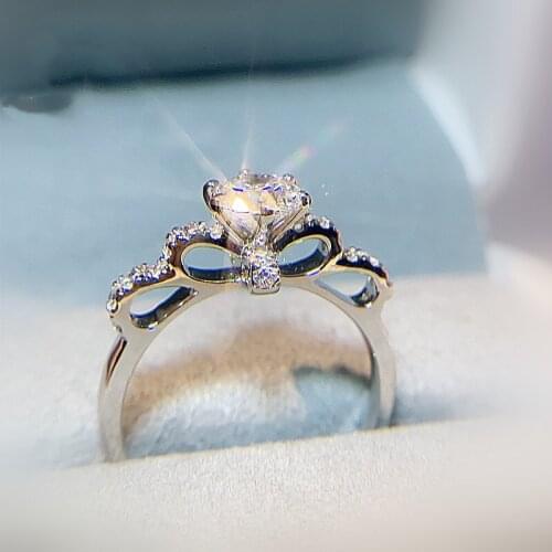 Bow Design Fashion Rings Silvery Jewelry Adjustable Opening Size Bridal Romantic Wedding Luxury Rings Valentines Gift For Women