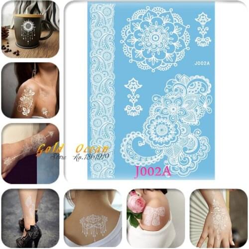 Fashion Beauty Body Art Temporary Tattoos White Flash Metallic Tatoo GJ002A Hot Henna Women Arm Hands Waterproof Sticker Jewelry