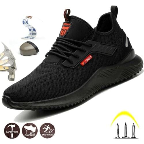 Men Work Safety Shoes Men Boots Indestructible Shoes Steel Cap Puncture-Proof Breathable Camping Light Work Sneakers
