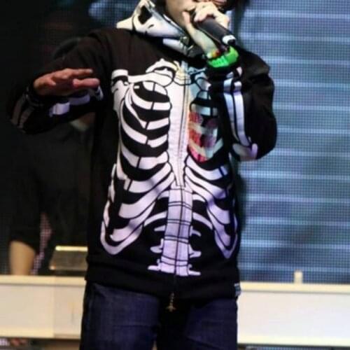 Men Jazz Dance Costume Black Hoodies Skull Painting Hip Hop Dance Jacket Streetwear Sweatshirt Hip Hop Graffiti Hoodies XS2744