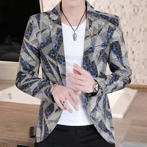 HO 2021 Mens Autumn New Printed blazer t Youth Casual Versatile Personalized Handsome blazer