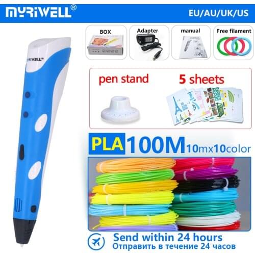 Myriwell 3d pen 3d +100m pla filament 3d printed pen 3 d pen 3d pens For Kids Arts Drawing Tools the best present for children