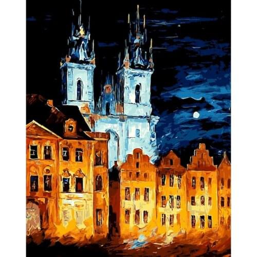 SDOYUNO DIY Acrylic Painting Kit Canvas Painting House Lanscape Paint by Numbers Oil Painting Kit Wall Pictures For Living Room