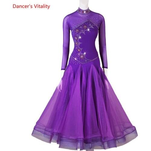 Modern Dance High-End Diamond-Studded Dress Profession Custom Female Adult Child Competition Clothes Performance Big Swing Skirt
