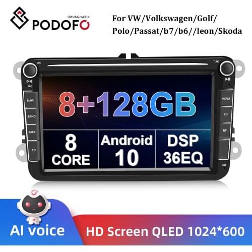 Podofo Android 8.1 GPS Car Multimedia player 2 Din Car Autoradio Radio For VW/Volkswagen/Golf/Polo/Passat/b7/b6//leon/Skoda