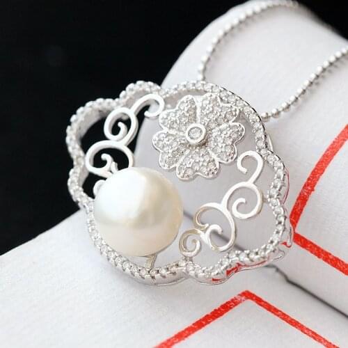 Retro Thai Silver Wholesale Handmade Natural Pearl Pendant Fashion Vintage Ladies S925 Sterling Silver Pendant