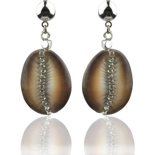Natural Cowrie Shell Earrings For Women Bohemian Rhinestone Beach Jewelry oorbellen boucle d'oreille femme 2020 aretes mujer