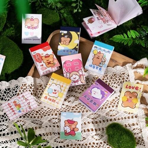 Cute Cartoon Bear Girl Stationery Stickers Aesthetic Travel Book Cute Craft Diary Ablum Scrapbooking Planner Sticker Stationery