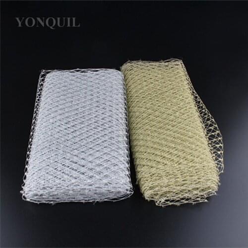 Gold And Silver Colors Available 9"(23CM) Birdcage Veil Shining Net For Wedding Hat Fascinator DIY Hair Accessories 10Yard/Lot