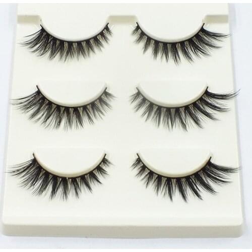 YOKPN 1 Box 3 Pairs Natural Long Thick 3D Fake Eyelashes Solf Fibers Eye Tail Women Makeup False Eyelashes Extension