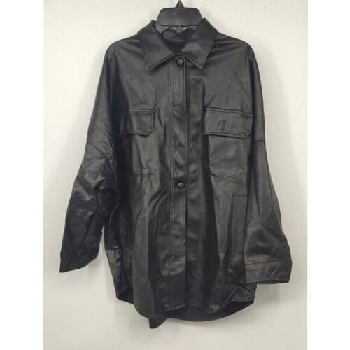 YUERWANG Women Leather Coat Black Motorcycle Jacket Fashionable Loose Casual PU Overcoat Autumn Winter Ladies Outwear 2021 New