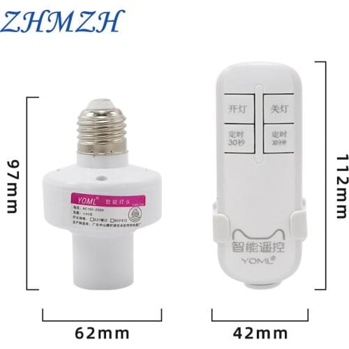 ZHMZH Wireless Remote Control Switch Male to Female E27 Screw Light Base 50W Timer Switch Socket For LED Lamp Bulb Smart Home