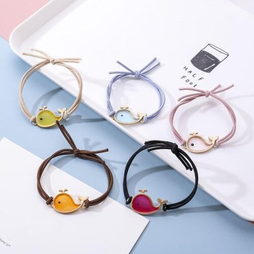 1Pcs Orange Whale Shape Elastic Hair Bands Kid Children Rubber Bands High Elasticity Fresh Ocean Wind Acrylic Braider Tools