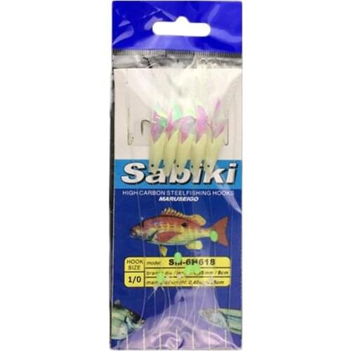 1 String of 5 Fish is Not Easy to Unhook Luminous String Hook Sea Fishing Freshwater Fishing Dual-purpose Fishing Tool