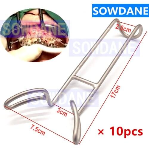 10pieces Dental Implant Retractor Mouth Gag Dental Opener Tooth Retractor Dentist Surgical Tool Autoclavable 7.5cm Width