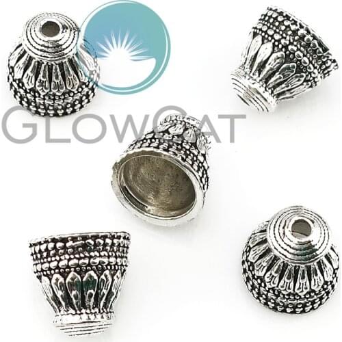 10pcs Filigree Beads Caps Antique Silver Plated Jewelry Making Findings for Diy Necklace Tassel Earrings 22347