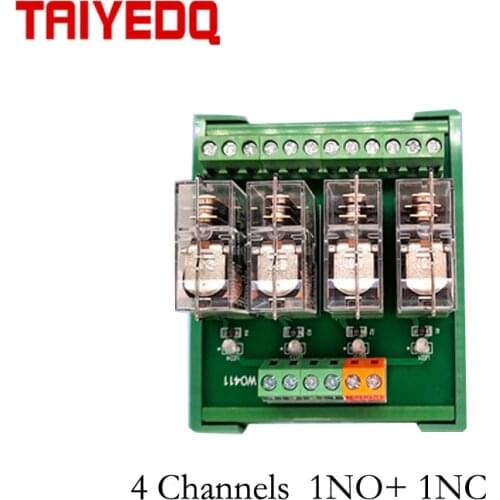 4 Channels 1NO+ 1NC DIN Rail Mount Interface Relay Module PLC DC 12V 24V PNP/NPN Compatible