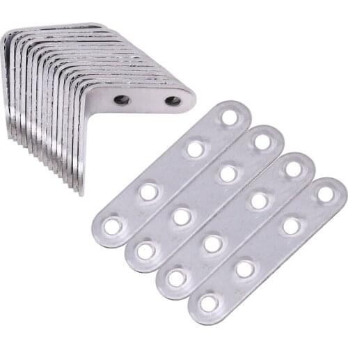 20-piece stainless steel holder 16 by 40 x 40 mm 90 degrees right angle L-shaped brackets and 4 pieces of a wide corner connecto