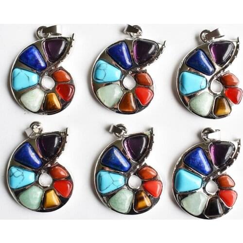 2020 Hot Sale Natural Stone Pendulum Pendant Small Conch Shaped Yoga 7 Chakra Healing for Jewelry Wholesale 6pcs/lot free