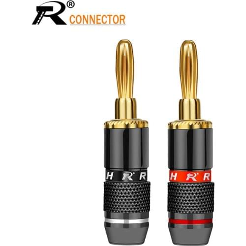 4Pcs/2Pairs R Connector Non-Magneti Banana Plugs Audio Speaker plug Binding Post Terminal Banana Connectors High Quality