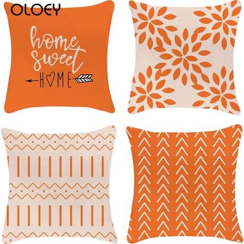 45x45cm Orange Pillow Covers 18x18 Modern Sofa Throw Pillow Cover Decorative Outdoor Linen Fabric Pillow Case for Couch Bed Car