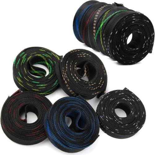 5 Colors 25mm PET Nylon Wire Protecting Braided Cable Sleeves 5M Cable Sleeve Wire Mesh Shock For Cable Sets 150% Expandable