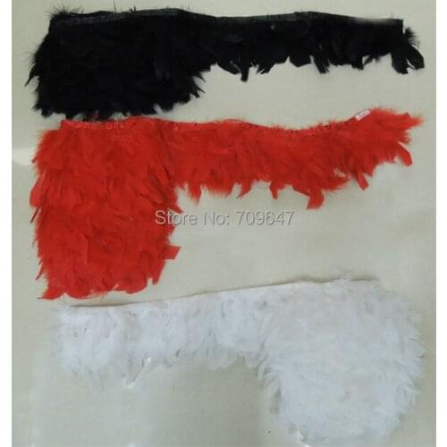 5Yards/lot!8-10cm Natural Chandelle Feather Trim fringe on Bias Tape,White/Black/Red Colour available,feather decoration