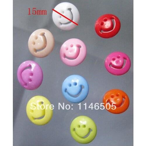 50pcs 15mm Random Mixed Nylon Cartoon Smiley Ladybug Buttons Sewing Clothing Accessories Candy Colors Buttons