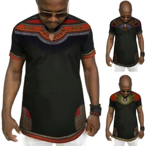 African Men Clothes Bazin Riche Homme Dashiki T Shirt Traditional Print Clothing Vestido Africano Ankara Tops Fashion Blouse Tee
