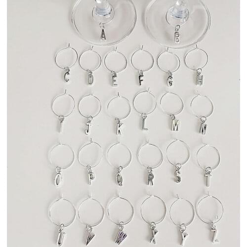 Alphabet Wine charms New Fashion Design 26PCS Wine Glass Charms Rings Marker Christmas Party Bar Table Decorations