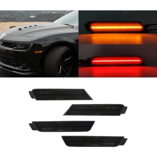 Smoked Lens Front Amber Rear Red Led Side Marker Lights For Chevrolet Chevy Camaro 2010 2011 2012 2013 2014 2015