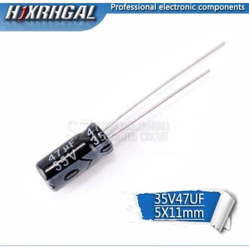50PCS Higt quality 35V47UF 5*11mm 47UF 35V 5*11 Electrolytic capacitor hjxrhgal