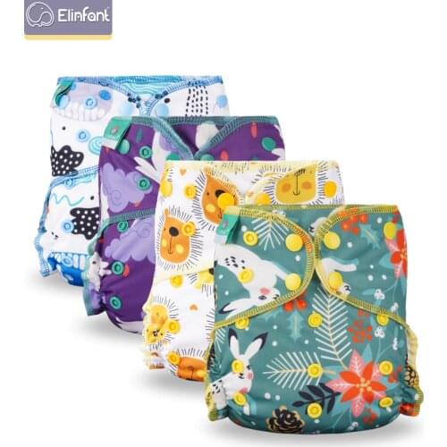 Elinfant Eco-Friendly Baby Cloth Diaper Reusable Heavy Wetter Hybrid AIO/AI2 Waterproof Bamboo Washable aio Baby Nappy