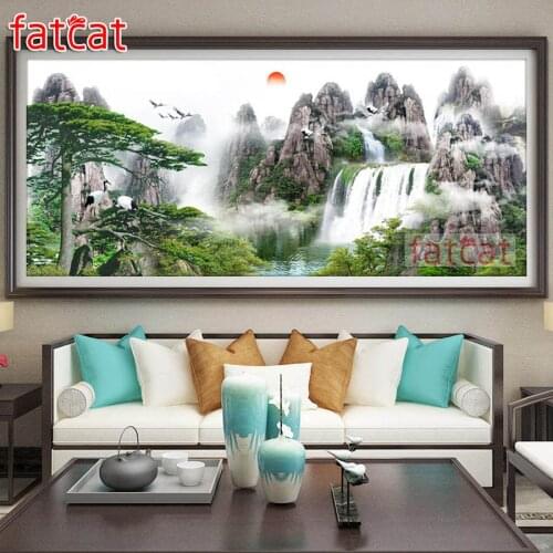 FATCAT Chinas Huangshan Natural Scenery Welcome Pine Large Diy Diamond Painting Full Drill Diamond Embroidery Kits AE3096