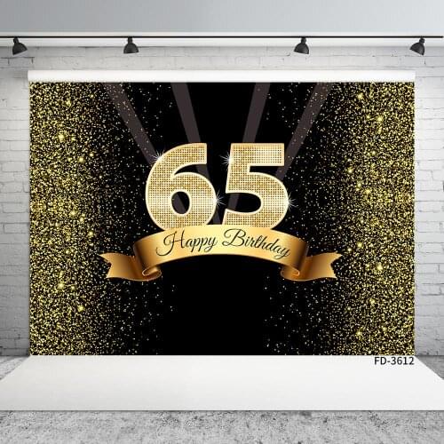 Golden Sand Glitter Photographic Backdrops Computer Printed Photography Backgrounds for 65 Birthday Party Photocall Photo Studio