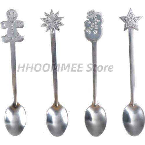 Hot! 4 pcs/set Stainless Steel Coffee Spoon Christmas Coffee Spoons For Kid Drinking Tea Spoon Christmas Tableware gifts