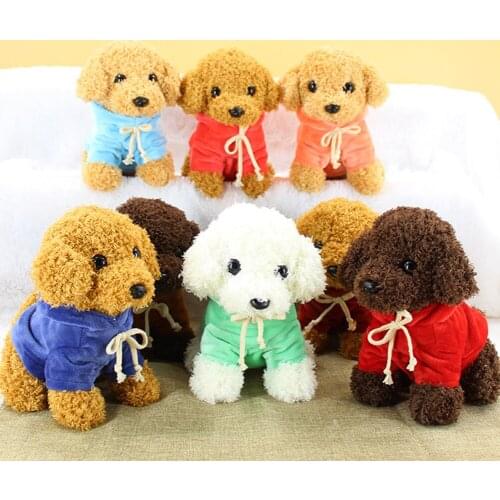 Soft Dog Toy Simulation Dog Skin-Friendly Doll Appease Toy with Clothing for Kids Boys Girls Gifts Education Toys
