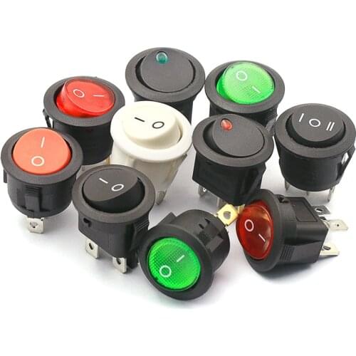 Push Button Circle Rocker Switch Pin Position 250V Snap-in Light On Off On Smart Eletronics Switches Waterproof Cap Cover Led