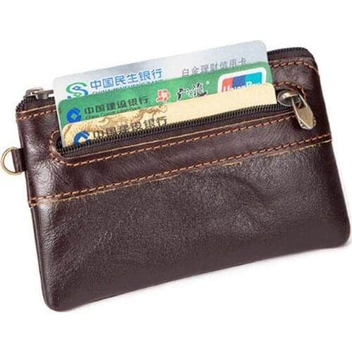 Useful Mens Womens Genuine Leather Coin Purse Zipper Wallet Card Holder Vintage Retro Zipper Wallet Coin Pouch Hot Sell