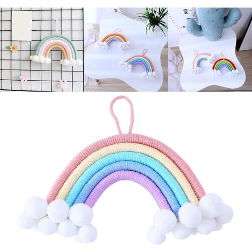 Macrame Rainbow Wall Hanging Decorative Colored for Boho Home Decor, Party Supplies, Baby Shower, Nursey Dorm Room Ornament